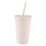 16 oz. Double Wall Wheat Straw Fiber Tumbler With Straw - Image 2