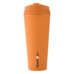24 oz Rubberized Double Wall Plastic Tumbler With Straw - Image 3