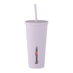 24oz Rubberized Double Wall Plastic Tumbler With Straw - Image 6