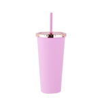 24 oz Rubberized Double Wall Plastic Tumbler With UV Coated Lid - Image 5