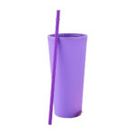 24 oz Rubberized Double Wall Plastic Tumbler With UV Coated Lid - Image 4