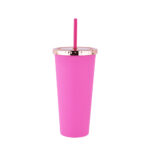 24 oz Rubberized Double Wall Plastic Tumbler With UV Coated Lid - Image 2