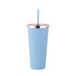 24 oz Rubberized Double Wall Plastic Tumbler With UV Coated Lid - Image 6
