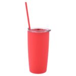 20oz. Double Wall Rubberized Acrylic Tumbler With Straw - Image 3