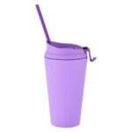 16 oz Rubberized Double Wall Plastic Tumbler With Straw - Image 2