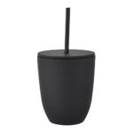 16 oz Rubberized Double Wall Plastic Tumbler With Straw - Image 3