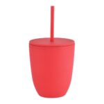 16 oz Rubberized Double Wall Plastic Tumbler With Straw - Image 4
