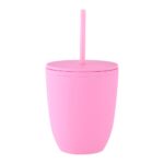 16 oz Rubberized Double Wall Plastic Tumbler With Straw - Image 5