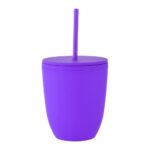 16 oz Rubberized Double Wall Plastic Tumbler With Straw - Image 2