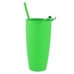 28 oz Rubberized Double Wall Plastic Tumbler With Straw - Image 4