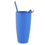 28 oz Rubberized Double Wall Plastic Tumbler With Straw - Image 5