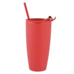 28 oz Rubberized Double Wall Plastic Tumbler With Straw - Image 6