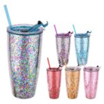 28 oz Double Wall Plastic Tumbler With Glitter Insert