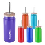 450ML Aluminum Coke Can With Bamboo Lid & S/S Straw