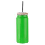 450ML Aluminum Coke Can With Bamboo Lid & S/S Straw - Image 2