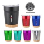 12 oz Stainless Steel Insulated Tumbler W/ Bamboo Base