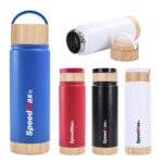 500ML Stainless Steel Insulated Water Bottle W/Bamboo Lid & Base