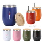 12 oz Stainless Steel Insulated Cup W/Bamboo Lid