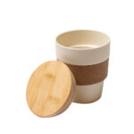 350ML Plastic Coffee Cup W/Cork Sleeve - Image 2
