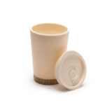 290ML Double Wall Plastic Coffee Cup W/Bamboo Base - Image 2