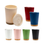 290ML Double Wall Plastic Coffee Cup W/Bamboo Base